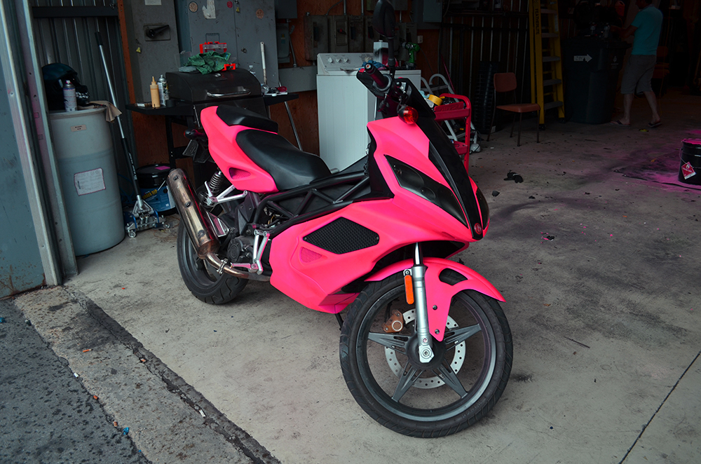 Hot Blaze Pink Plasti Dipped Scooter Motorcycle